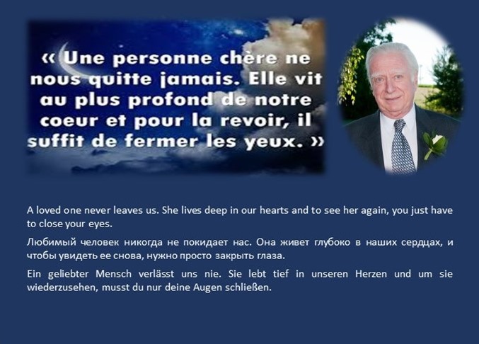 Dimitri Orekhoff. Faire-part décès. Une personne chère ne nous quitte jamais. 2023-02-26